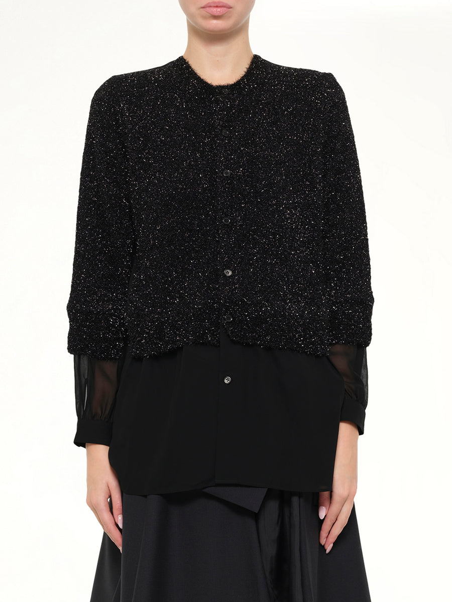 Lame Fur Cardigan in Black