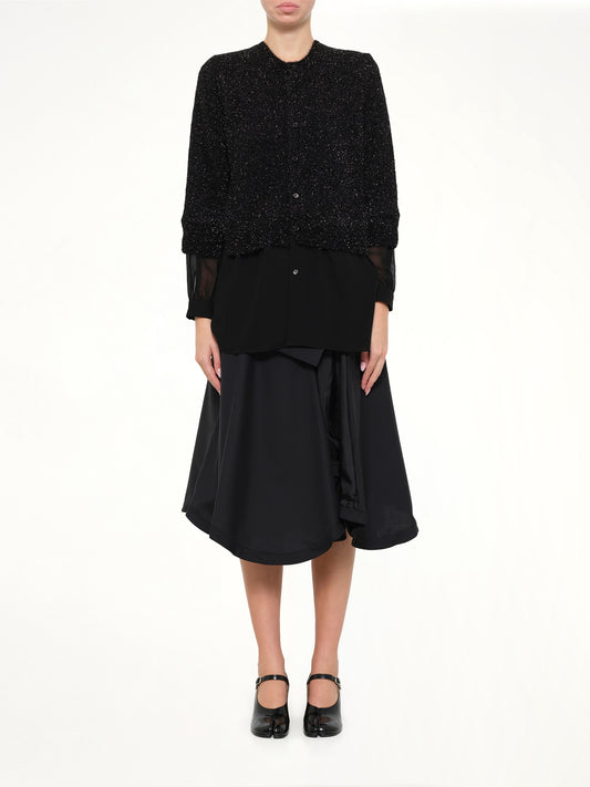 Lame Fur Cardigan in Black