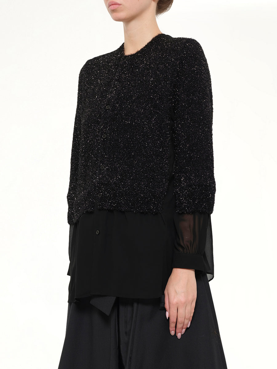 Lame Fur Cardigan in Black