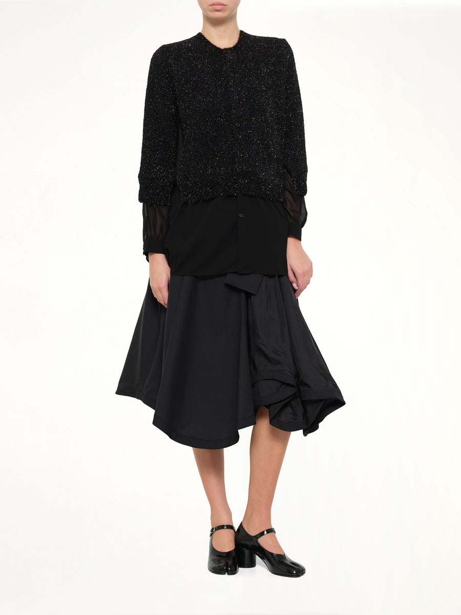 Lame Fur Cardigan in Black
