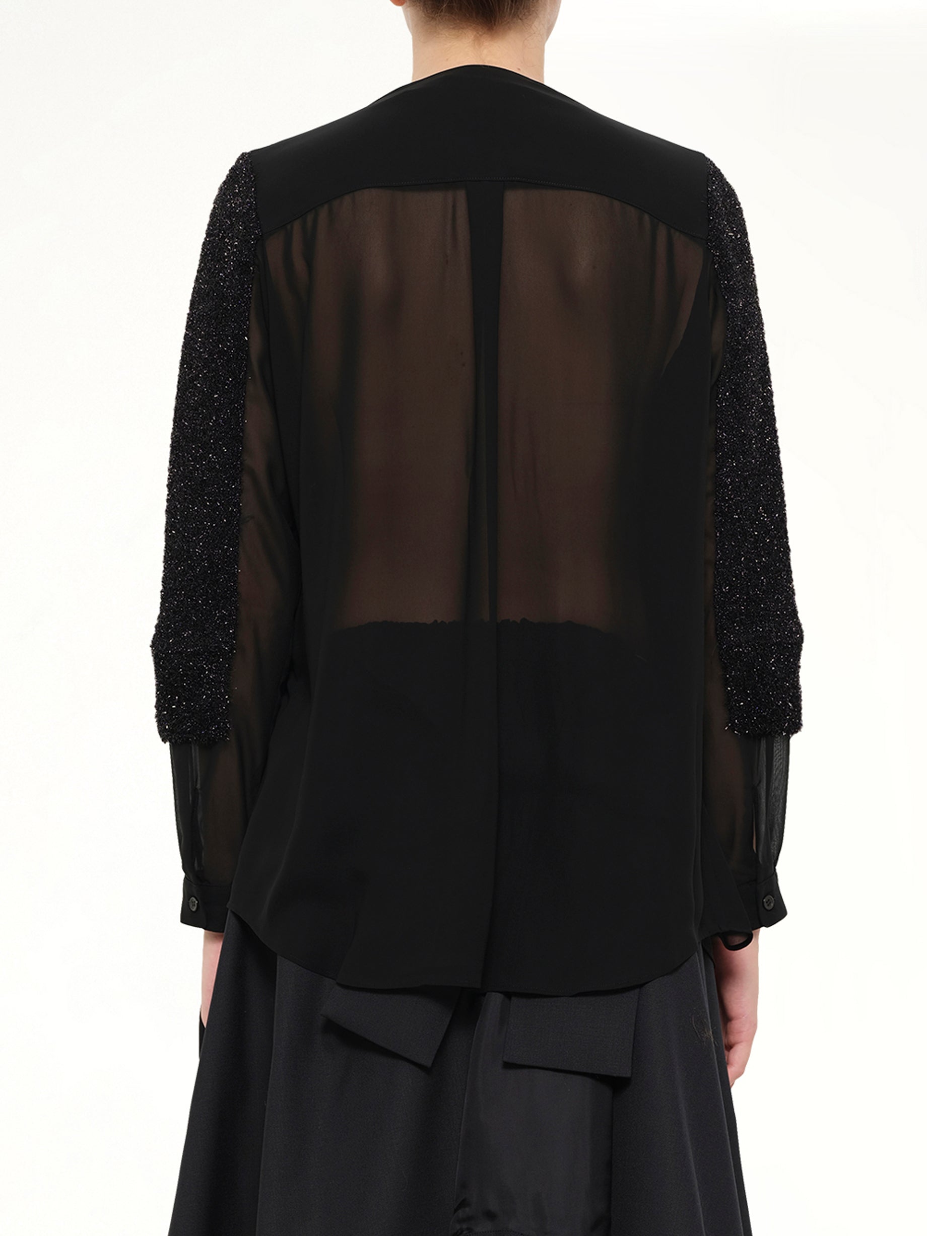 NOIR KEI NINOMIYA Lame Fur Cardigan in Black Back View from MARAIS