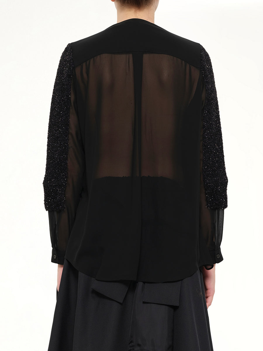 Lame Fur Cardigan in Black