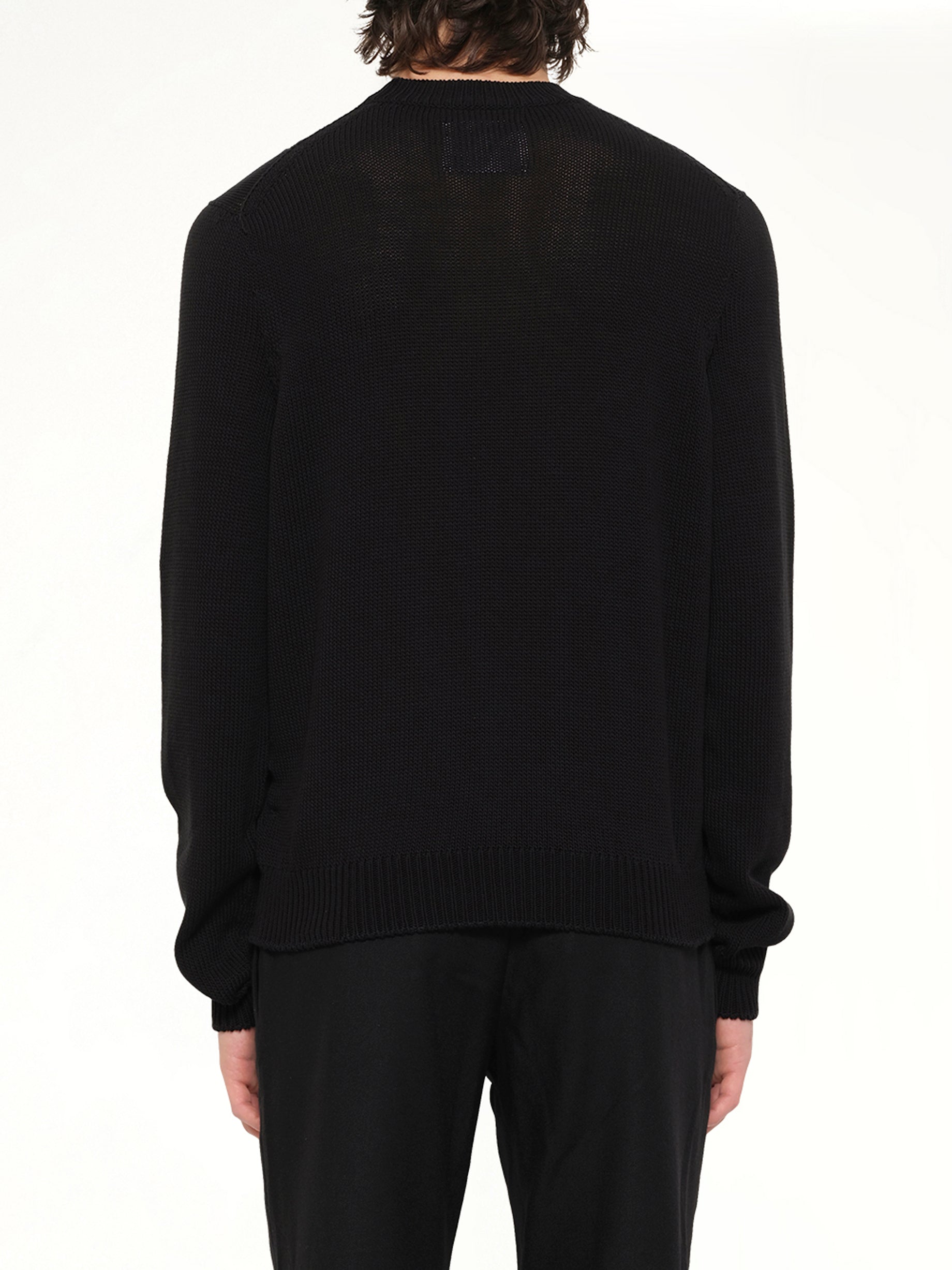 JIL SANDER Midweight Crewneck Sweater in Black Back View from MARAIS