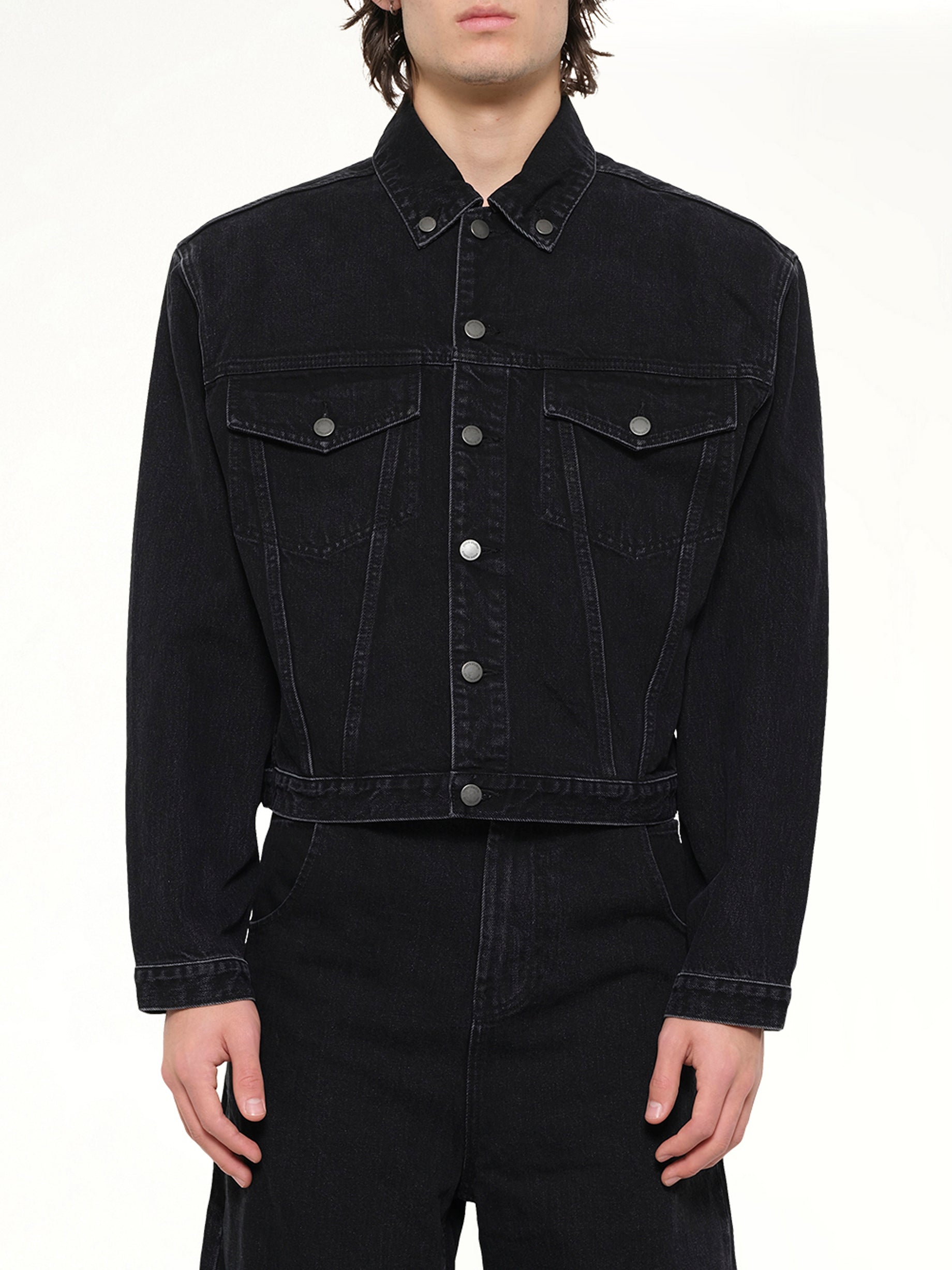Shrunken Denim Jacket in Magnetite
