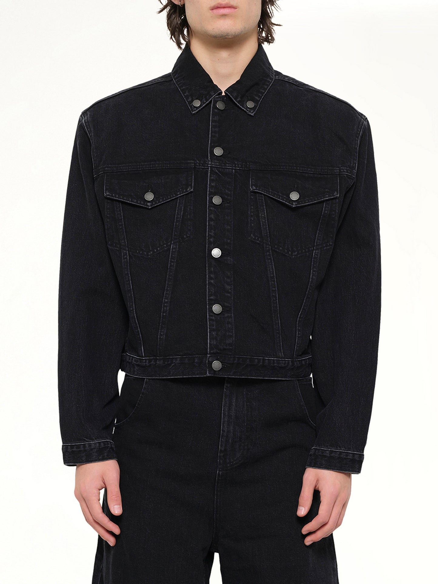 Shrunken Denim Jacket in Magnetite