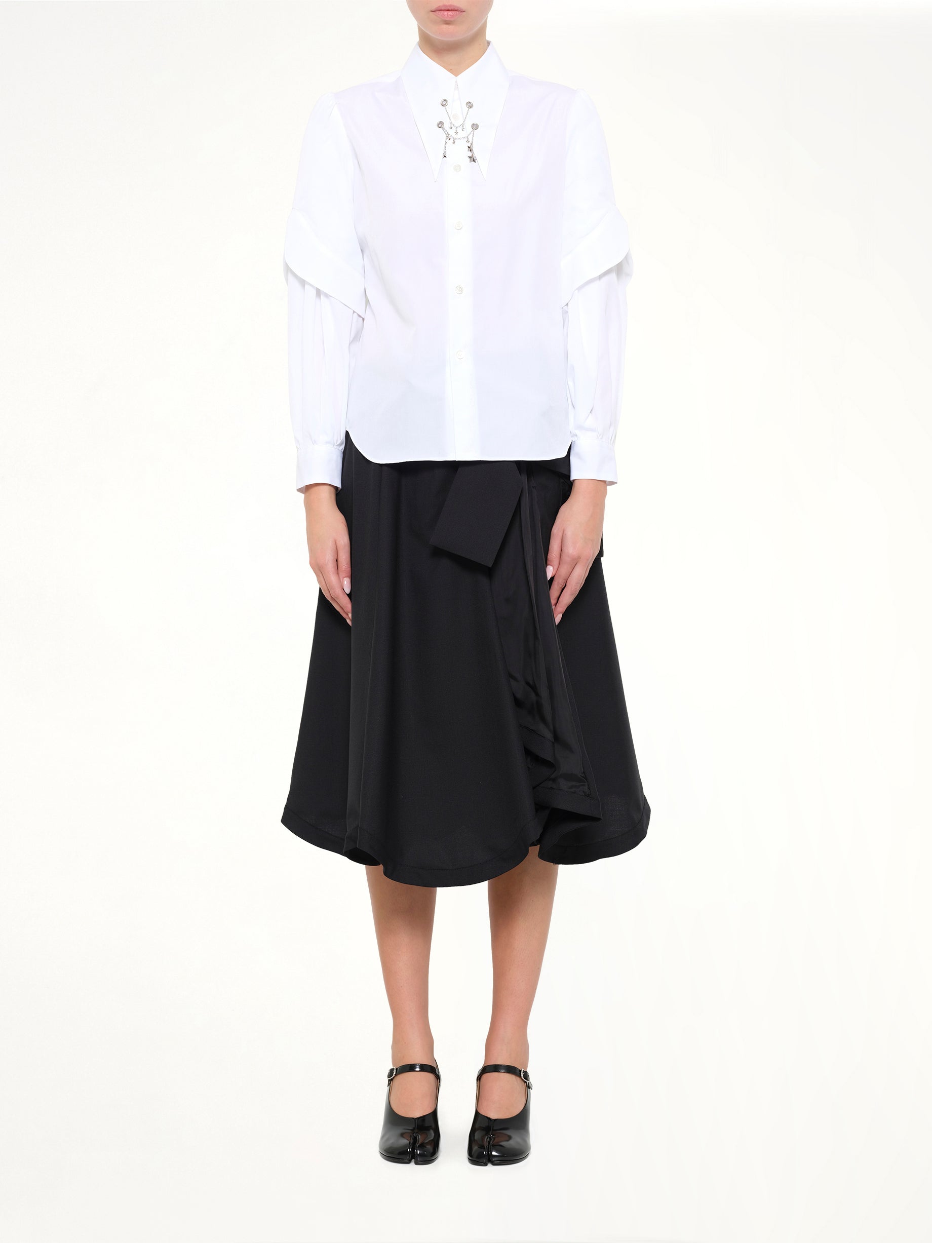 NOIR KEI NINOMIYA Star Embelishment Shirt in White Model View from MARAIS