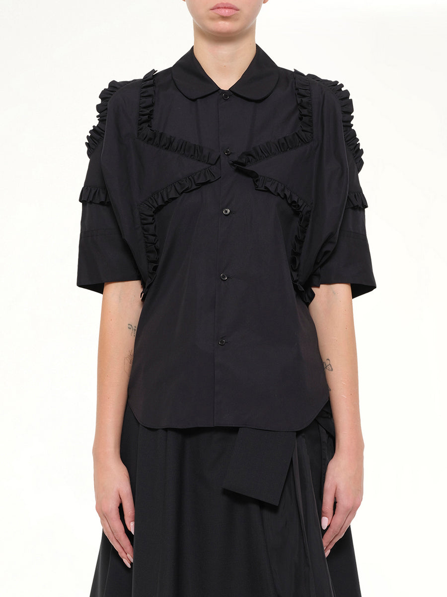 Star Embroidery Shirt in Black