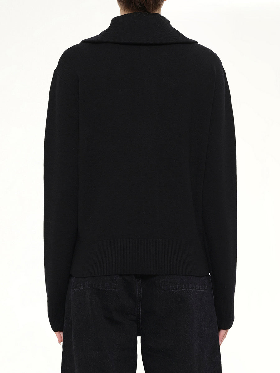 Knit Zip Up Jacket in Black