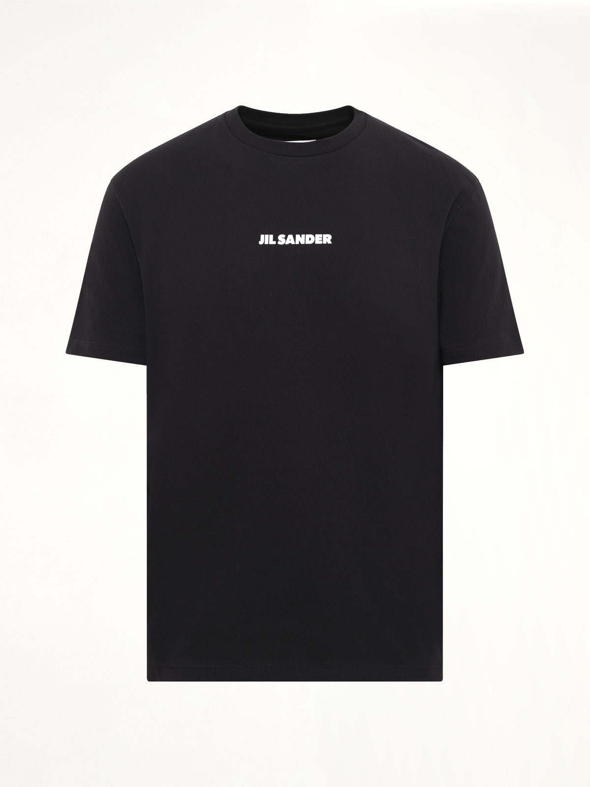 ブラックのクルーネックスモールロゴTシャツ