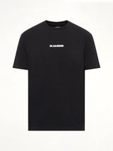 ブラックのクルーネックスモールロゴTシャツ