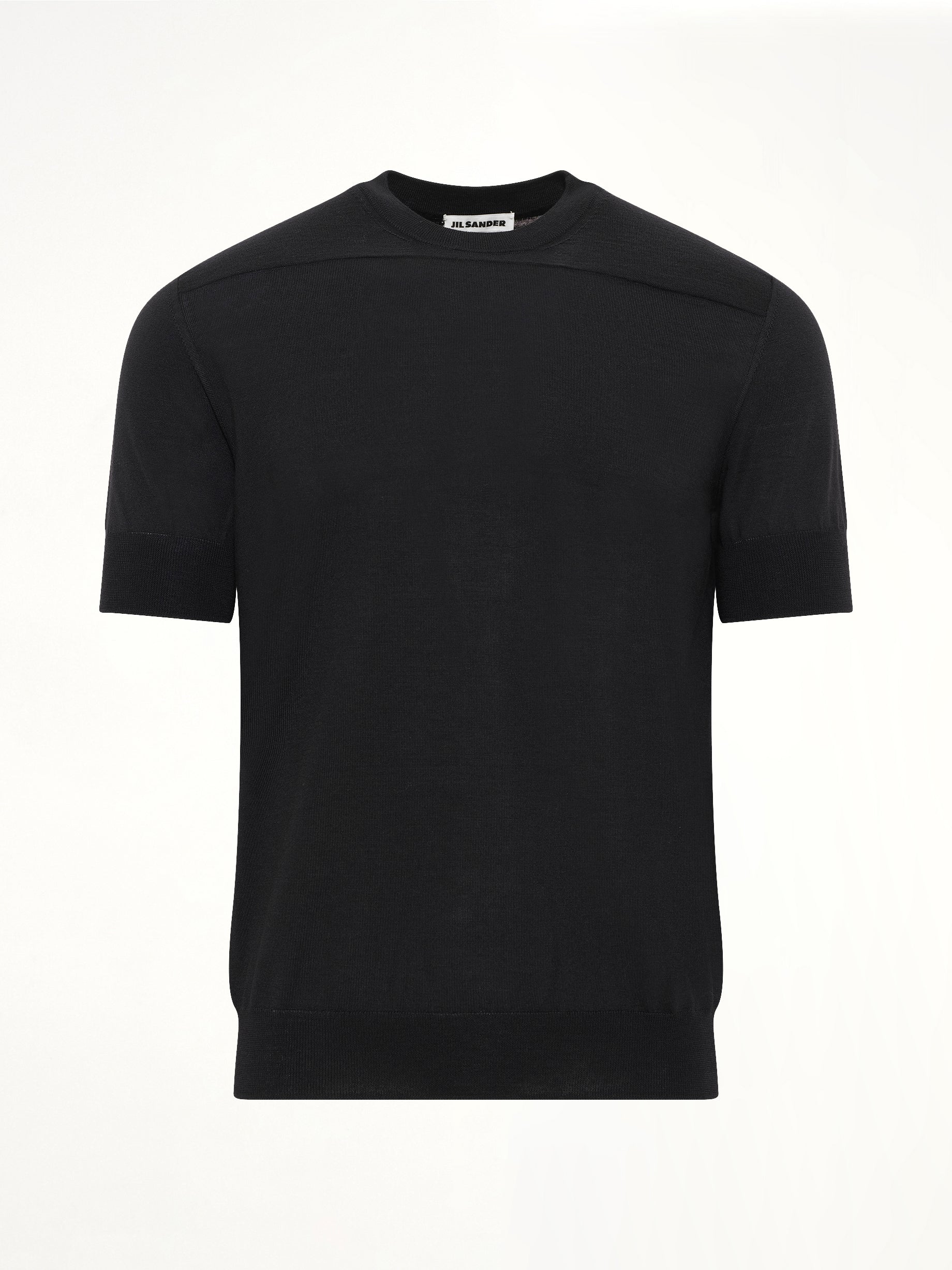 JIL SANDER Fine Merino Knit T-Shirt in Black Product Photo from MARAIS