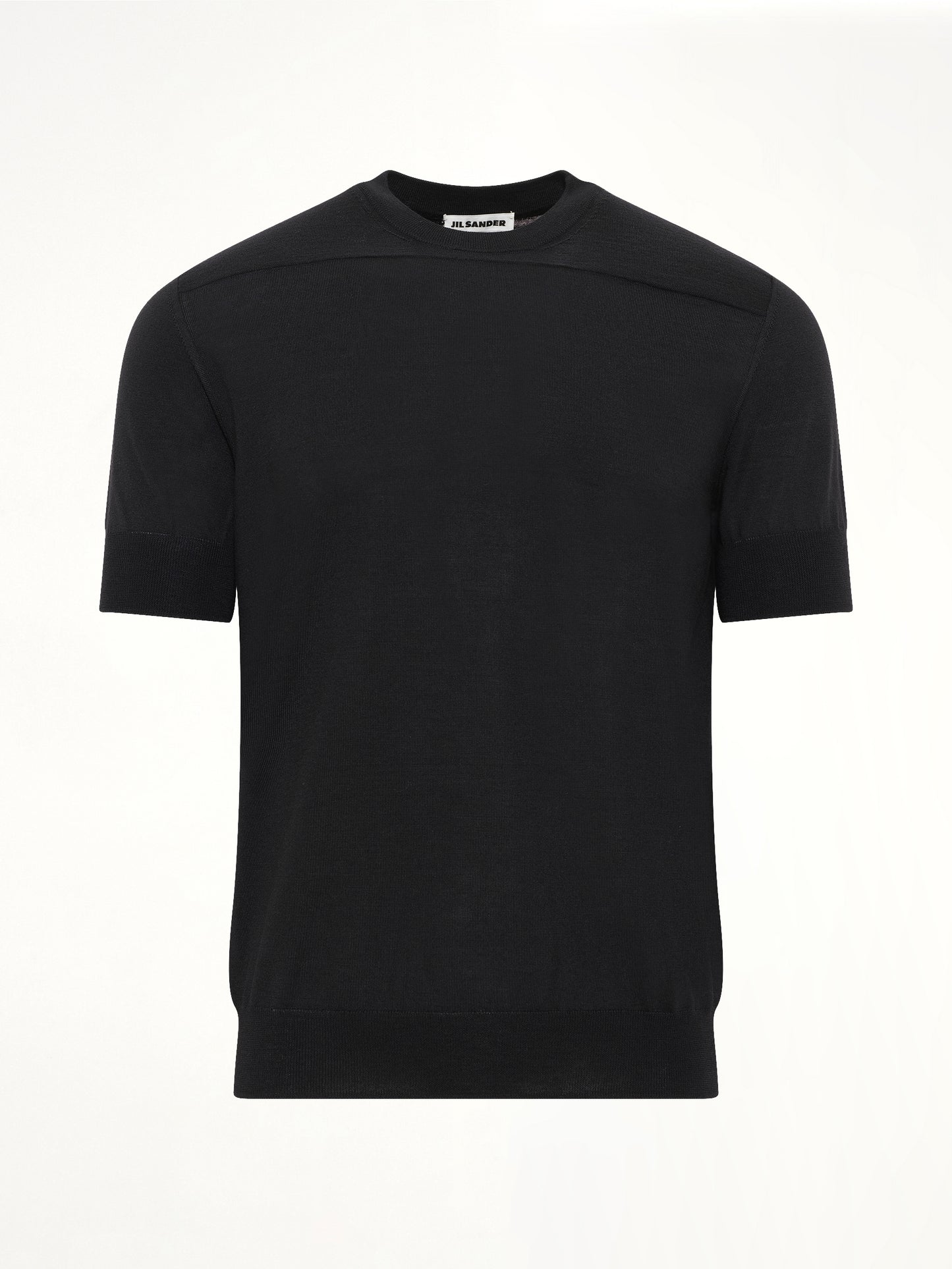 Fine Merino Knit T-Shirt in Black