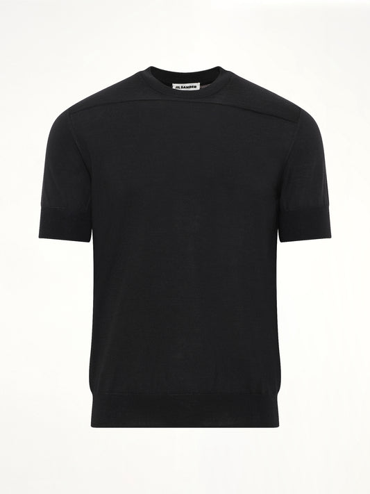 Fine Merino Knit T-Shirt in Black