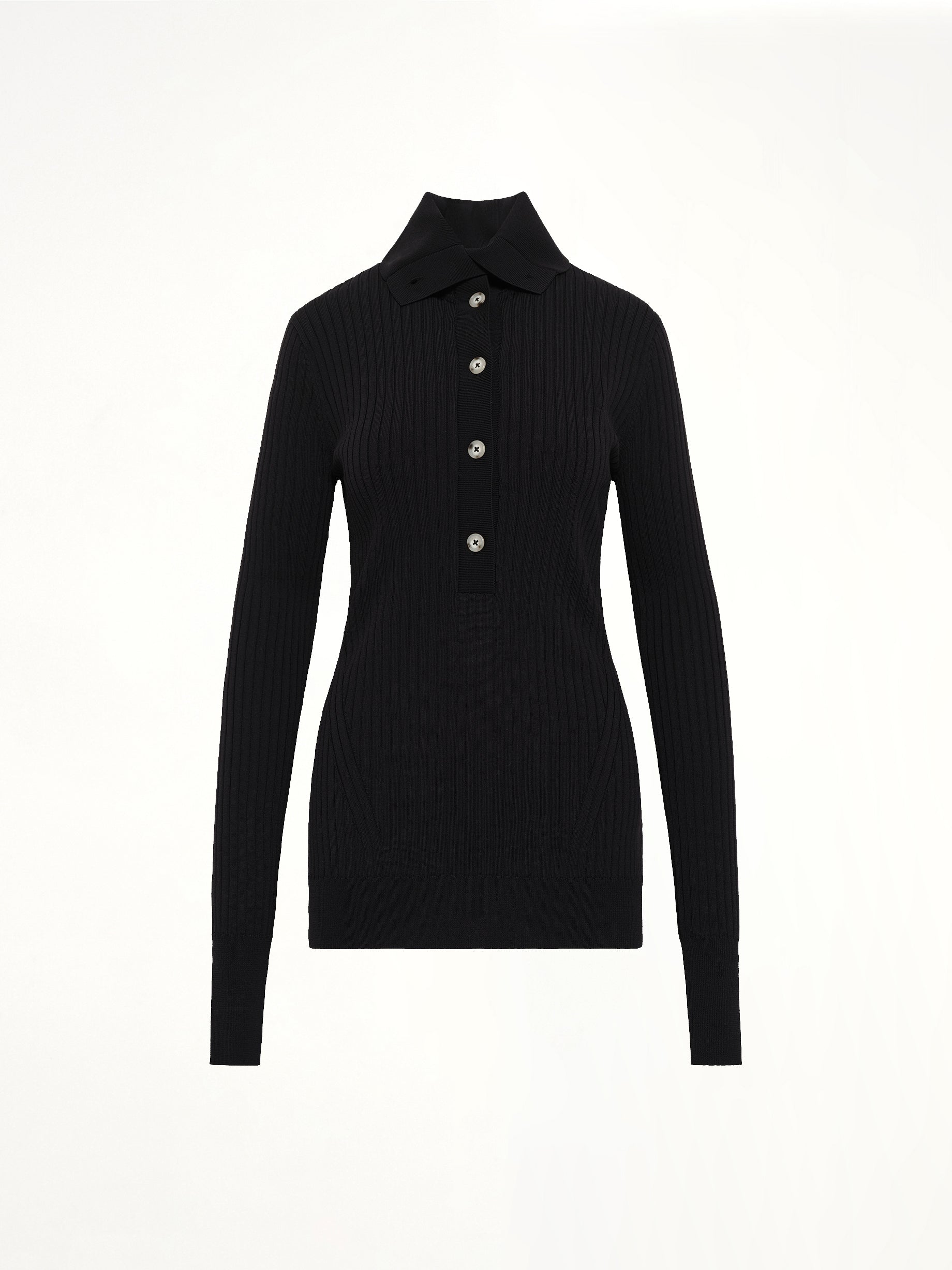 ENTIRE STUDIOS High Neck Henley in Black Product Photo from MARAIS