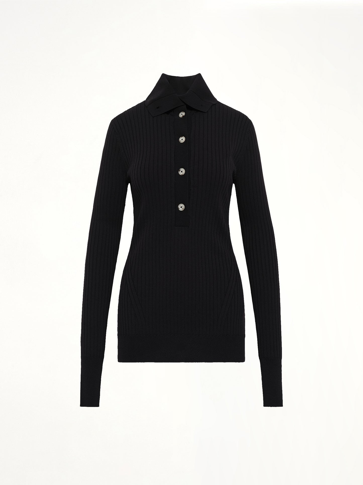 High Neck Henley in Black