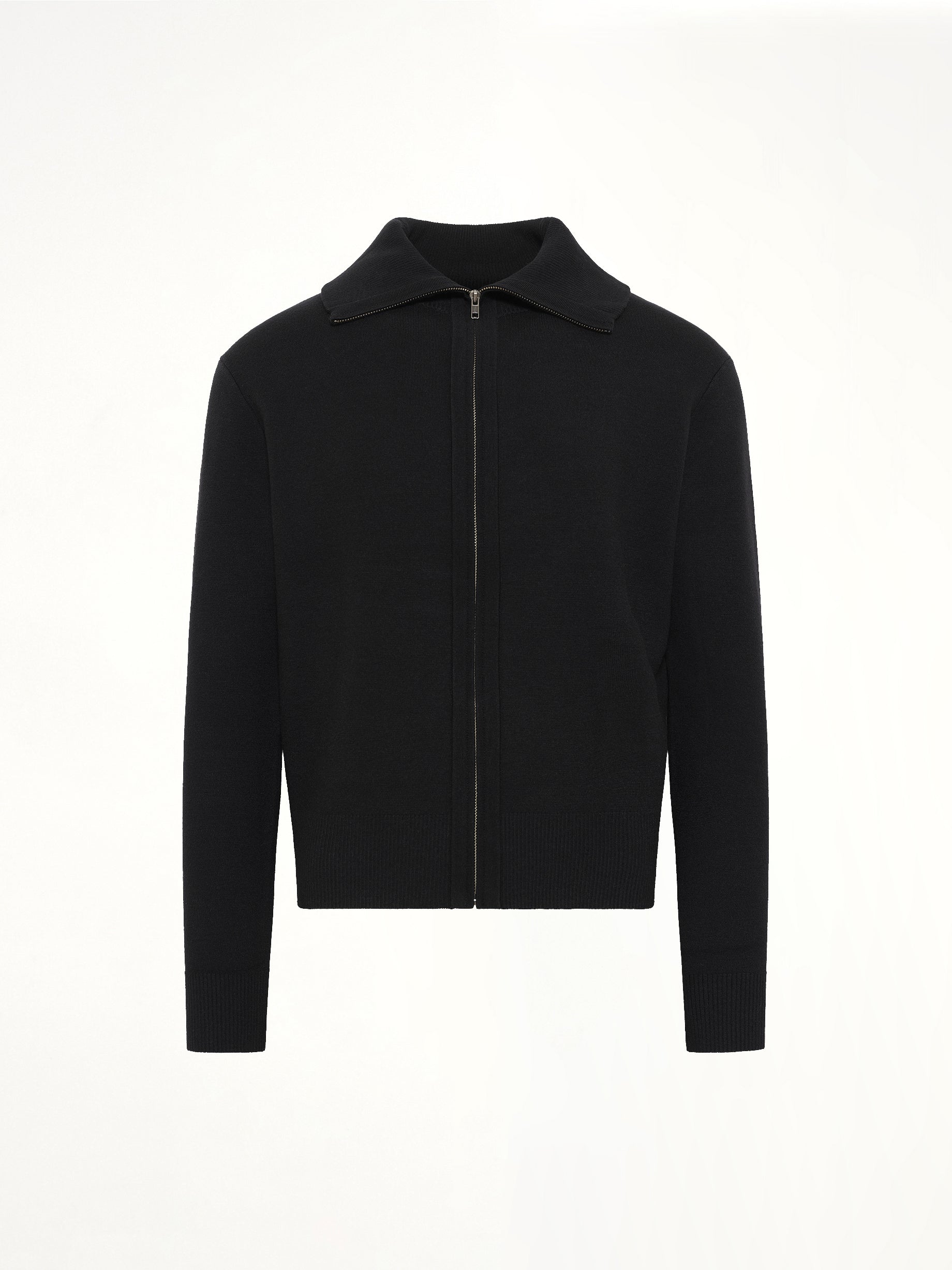 ENTIRE STUDIOS Knit Zip Up Jacket in Black Product Photo from MARAIS