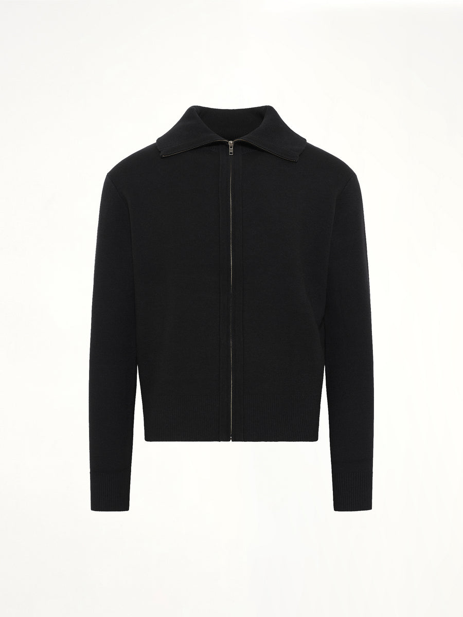 Knit Zip Up Jacket in Black
