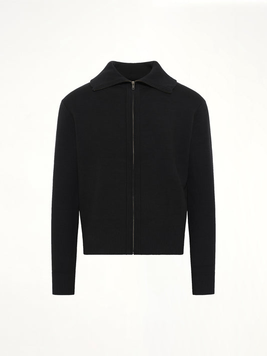 Knit Zip Up Jacket in Black