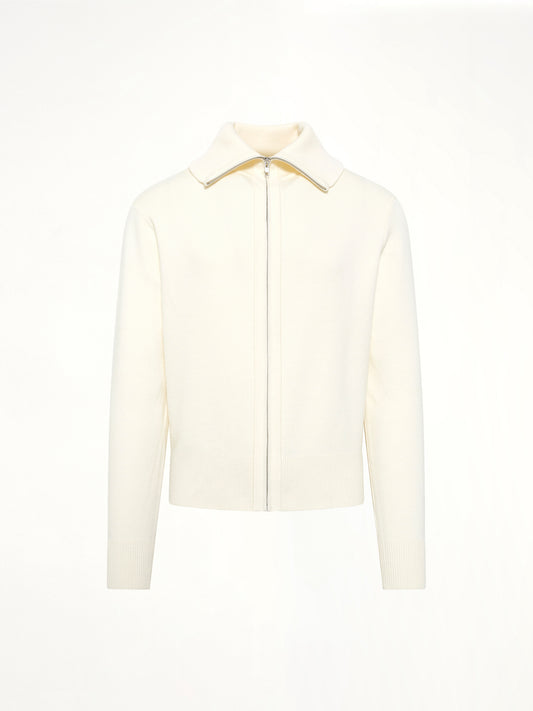 Knit Zip Up Jacket in Ivory