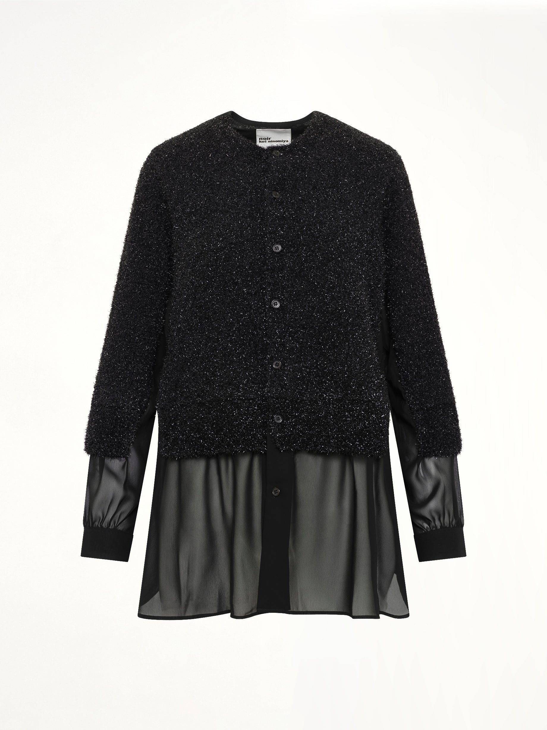 NOIR KEI NINOMIYA Lame Fur Cardigan in Black Product Photo from MARAIS