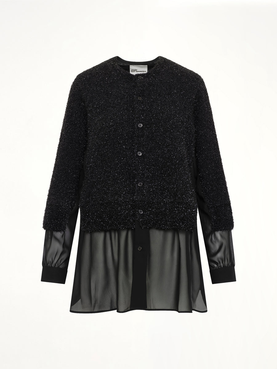 Lame Fur Cardigan in Black