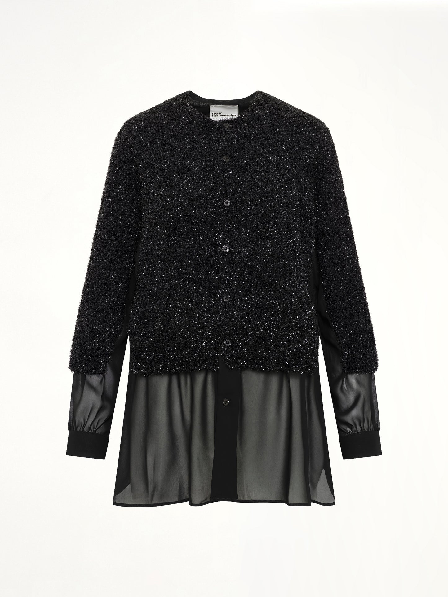 Lame Fur Cardigan in Black