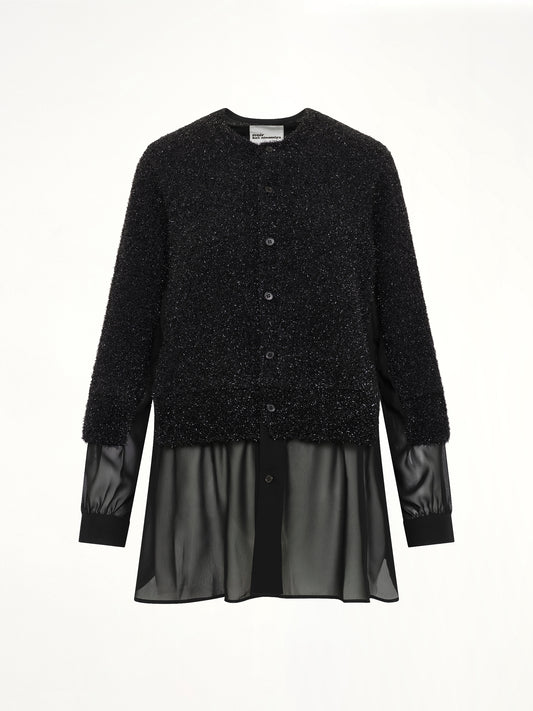 Lame Fur Cardigan in Black
