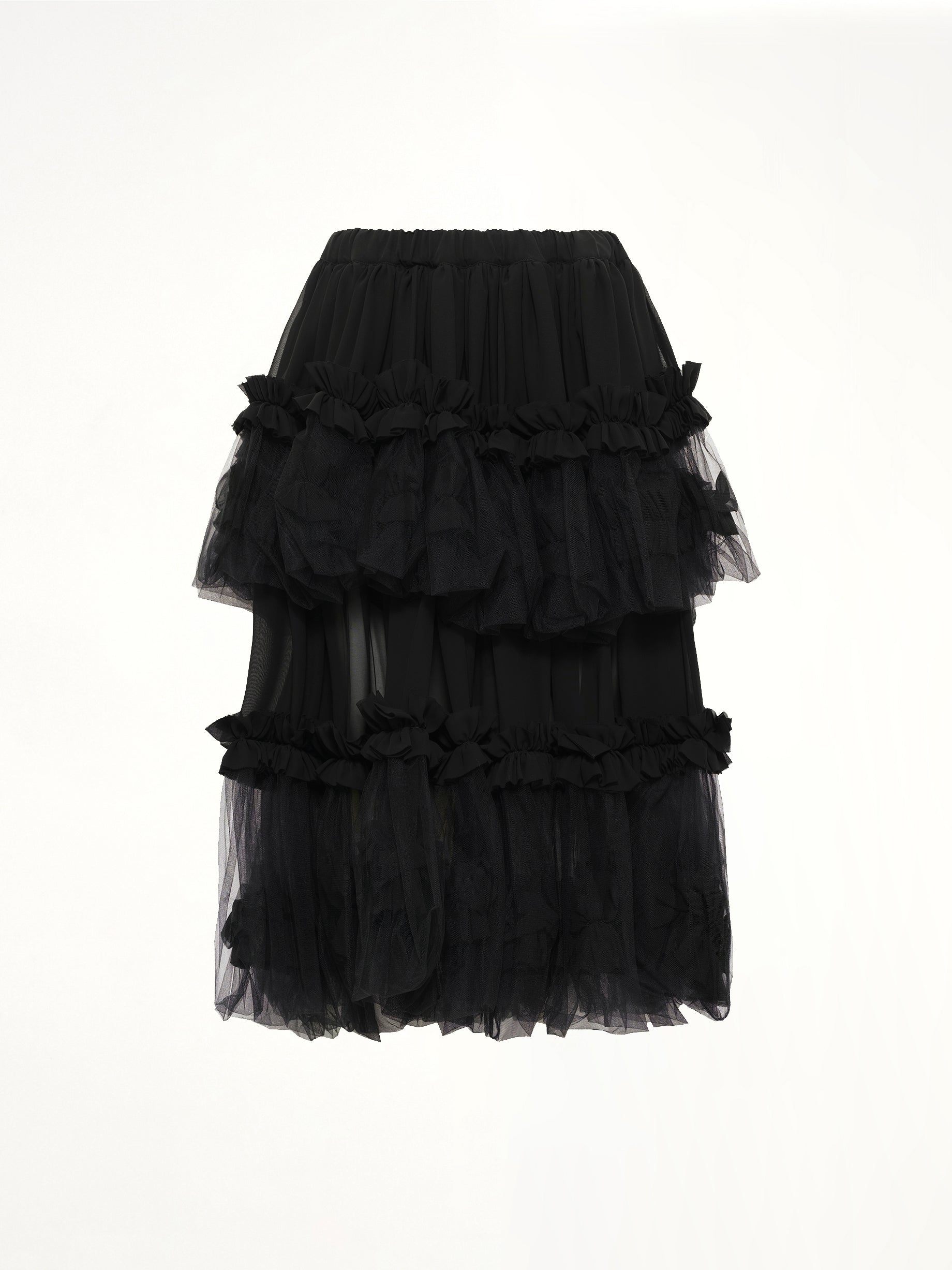 NOIR KEI NINOMIYA Organza Gathered Skirt in Black Product Photo from MARAIS