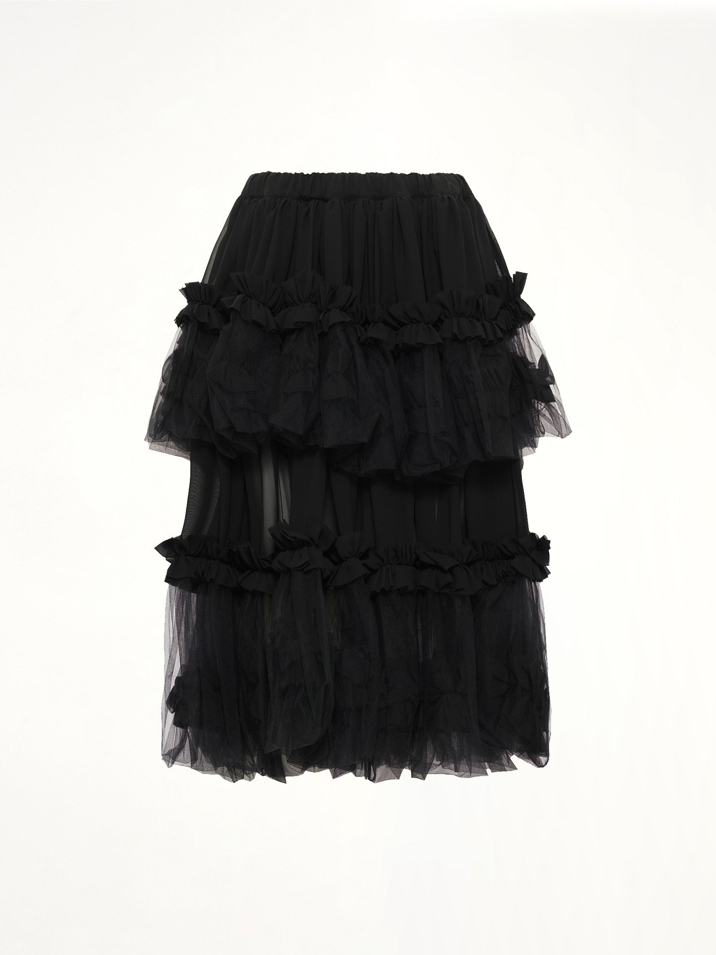 Organza Gathered Skirt in Black