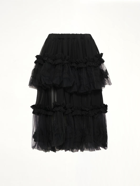 Organza Gathered Skirt in Black