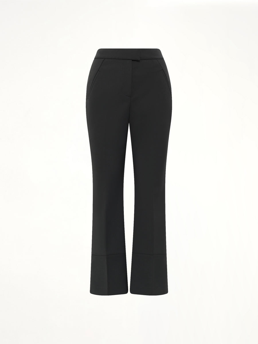 Step Hem Pants in Black Wool