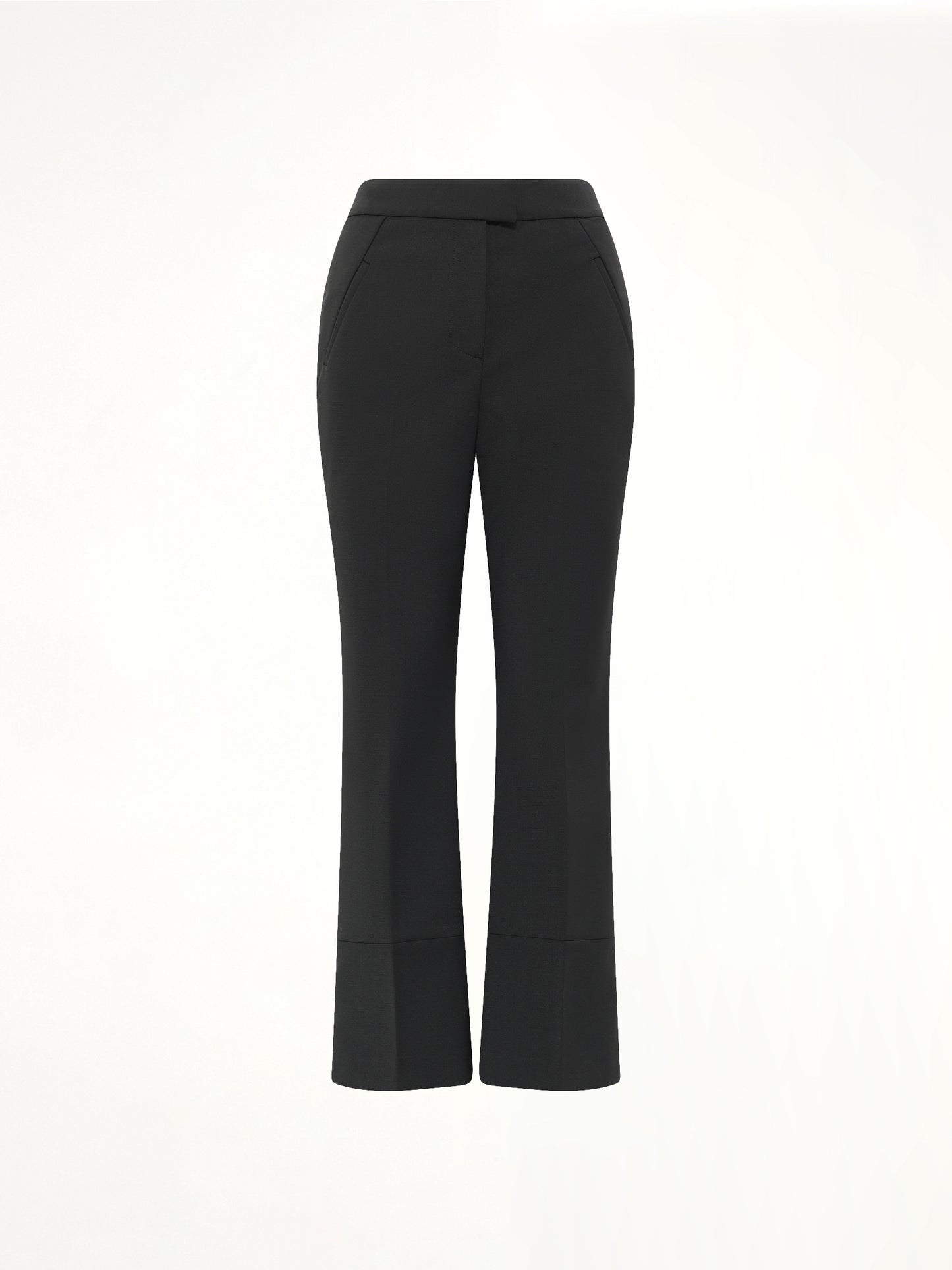 Step Hem Pants in Black Wool