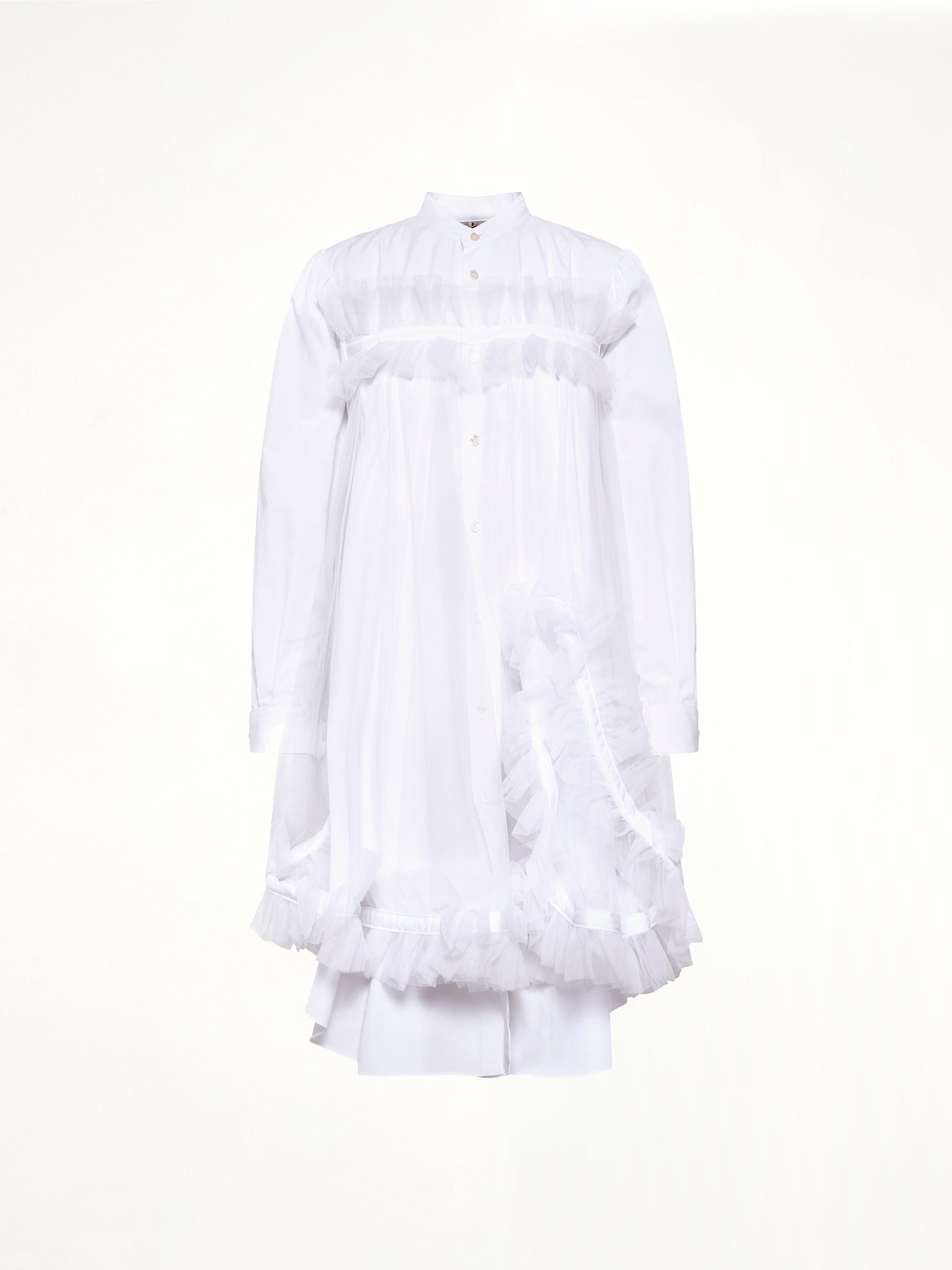 NOIR KEI NINOMIYA Tulle Shirt Dress in White Product Photo from MARAIS
