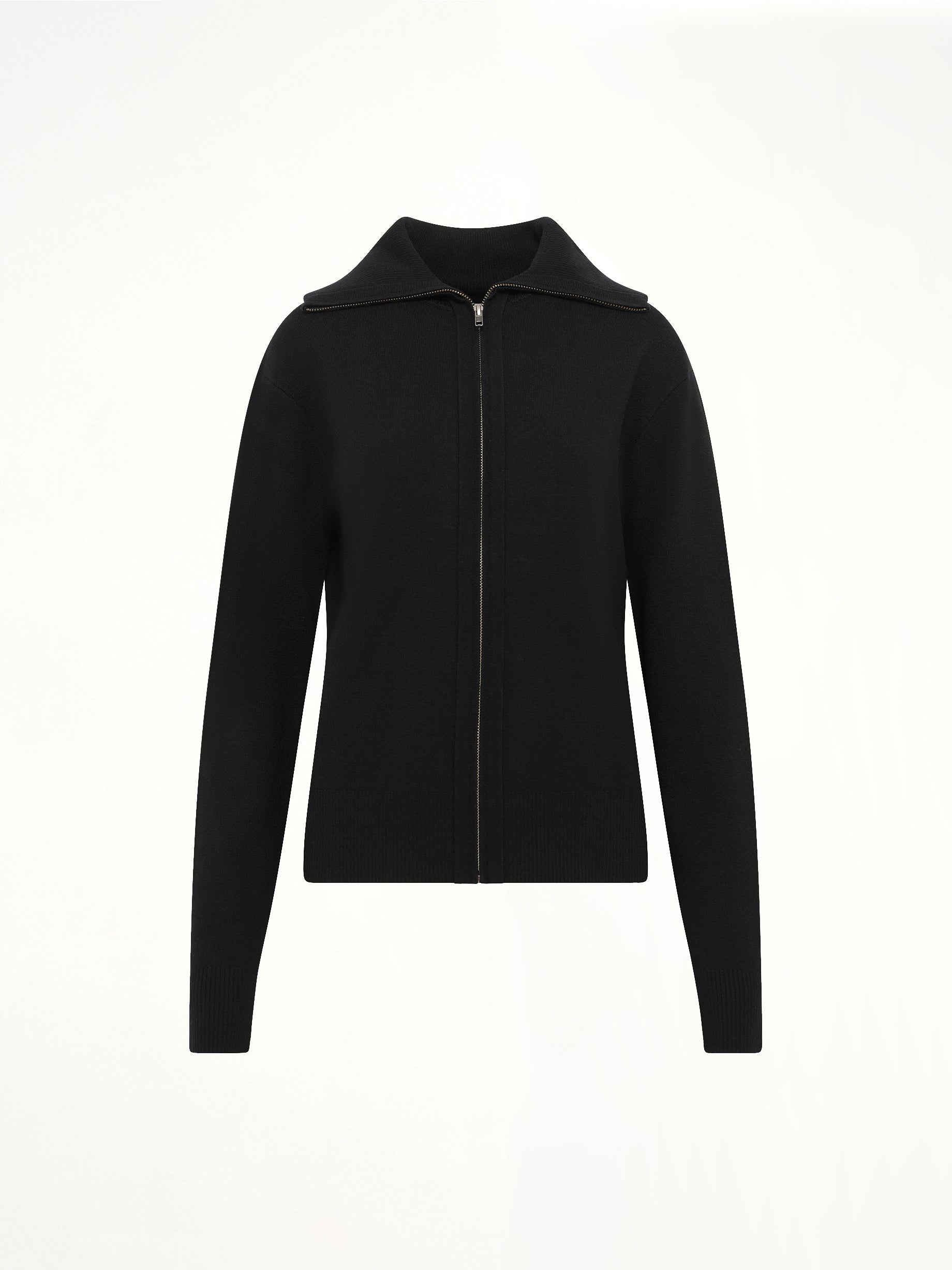 Knit Zip Up Jacket in Black