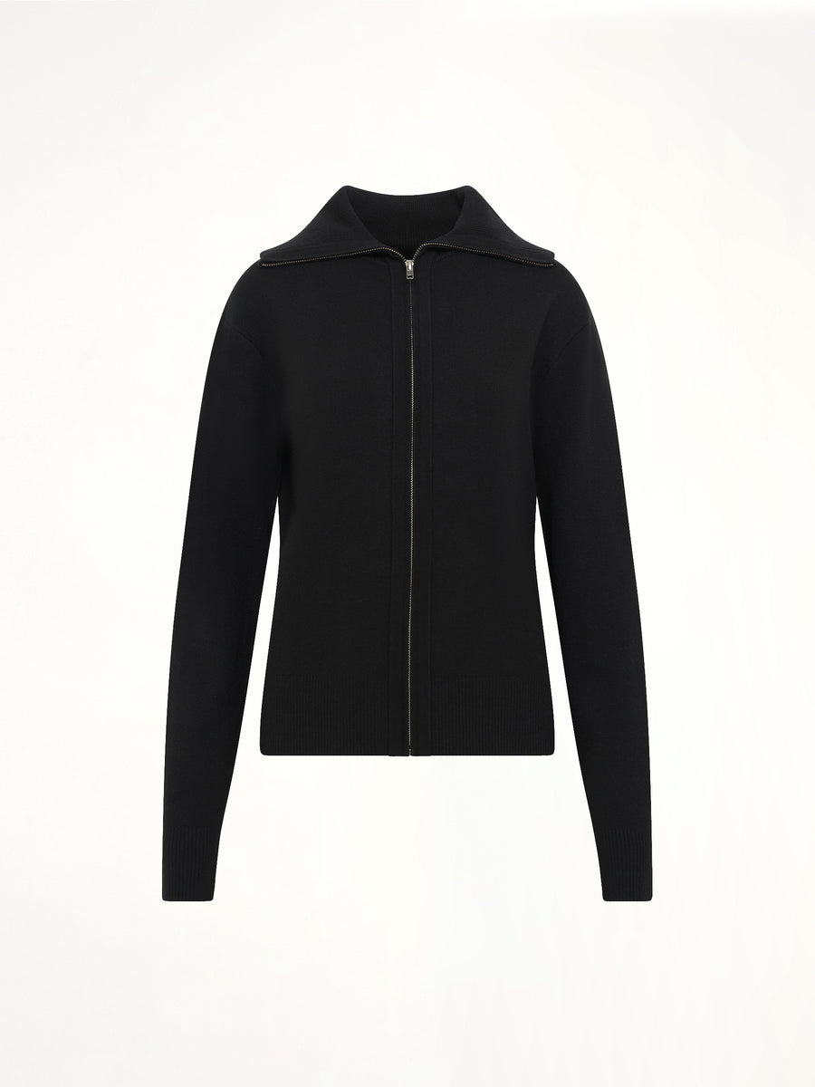 Knit Zip Up Jacket in Black