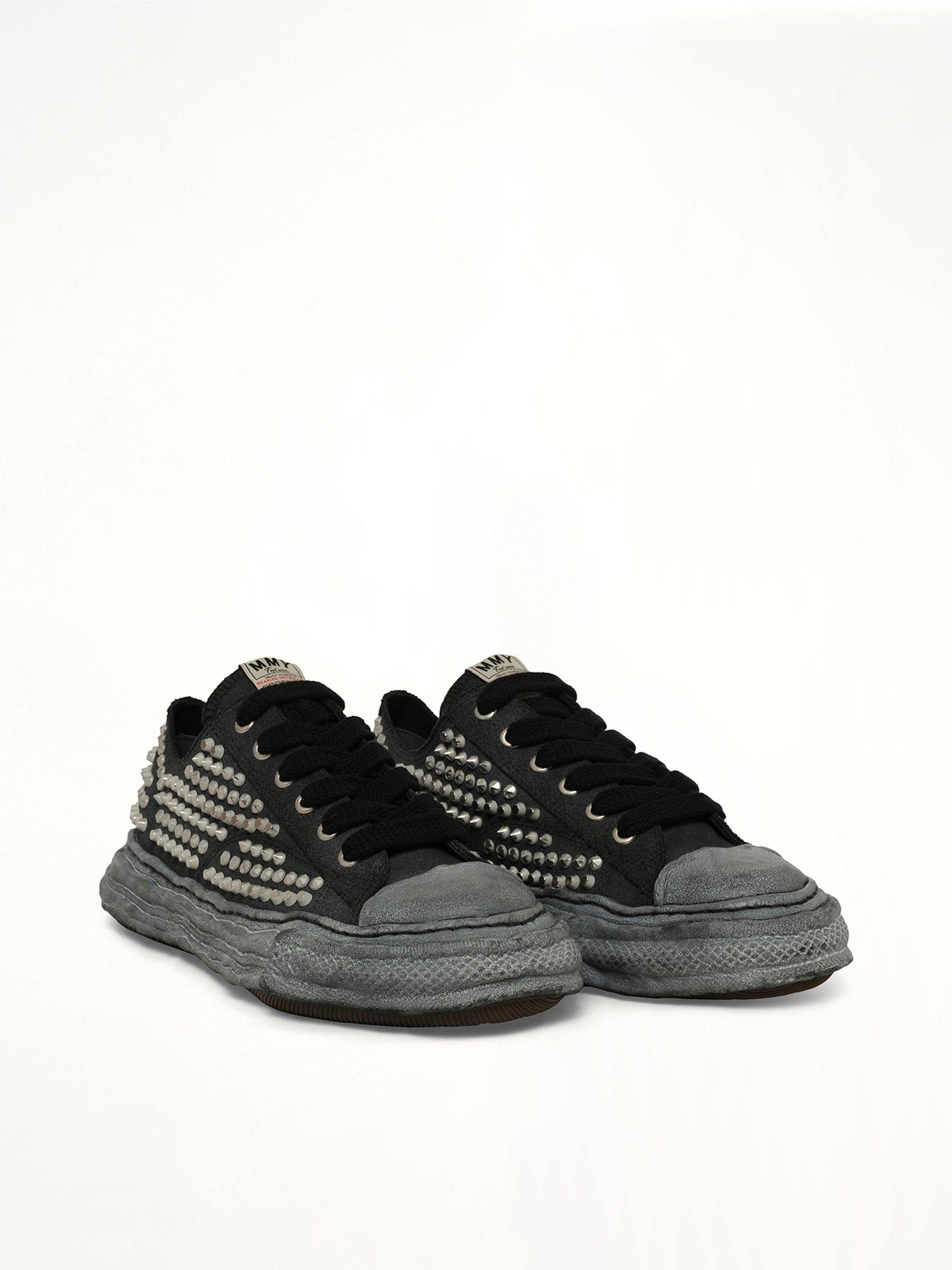 MAISON MIHARA YASUHIRO Exclusive Peterson 23 OG Studded Sneaker in All Black Front View from MARAIS