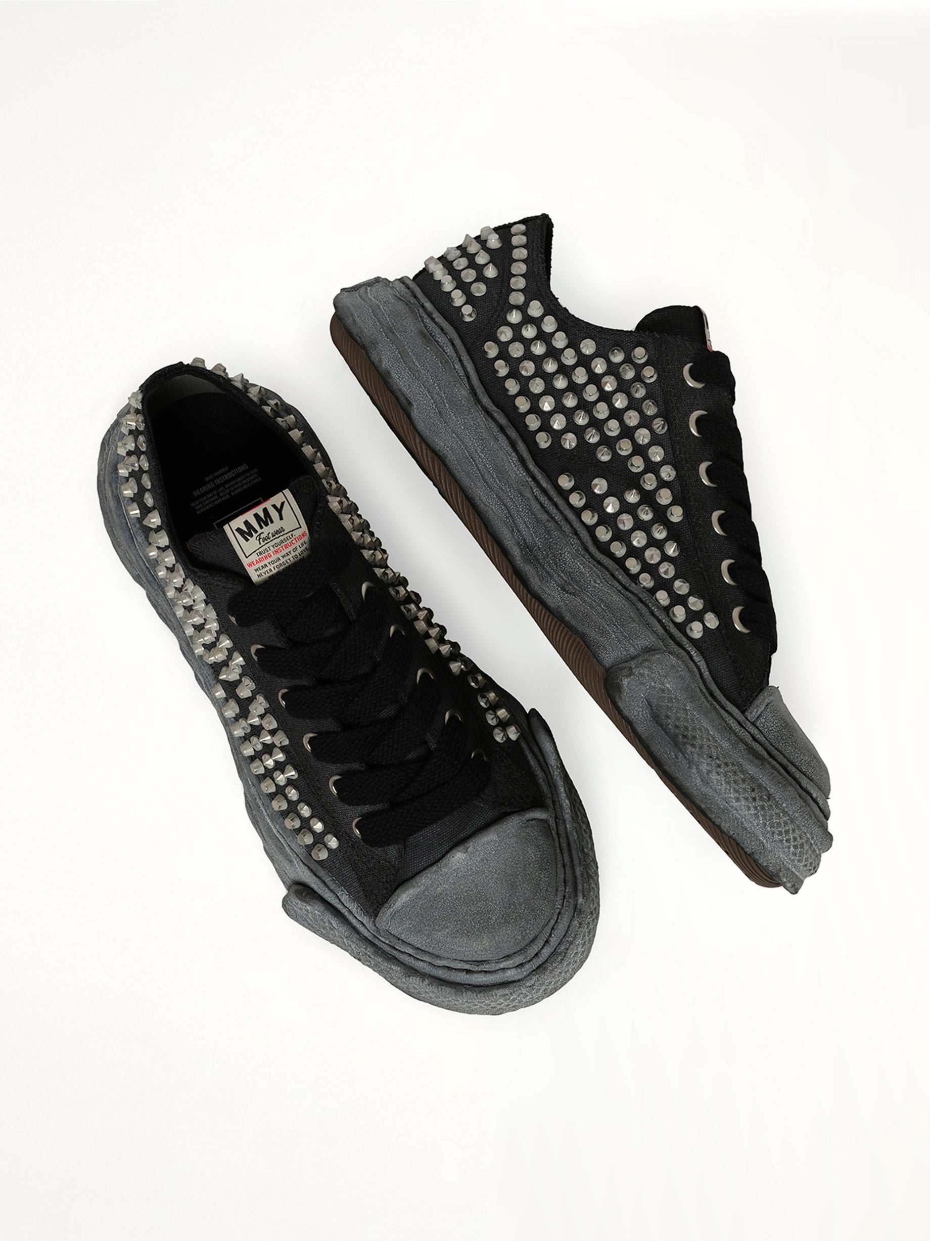 MAISON MIHARA YASUHIRO Exclusive Peterson 23 OG Studded Sneaker in All Black Top View from MARAIS