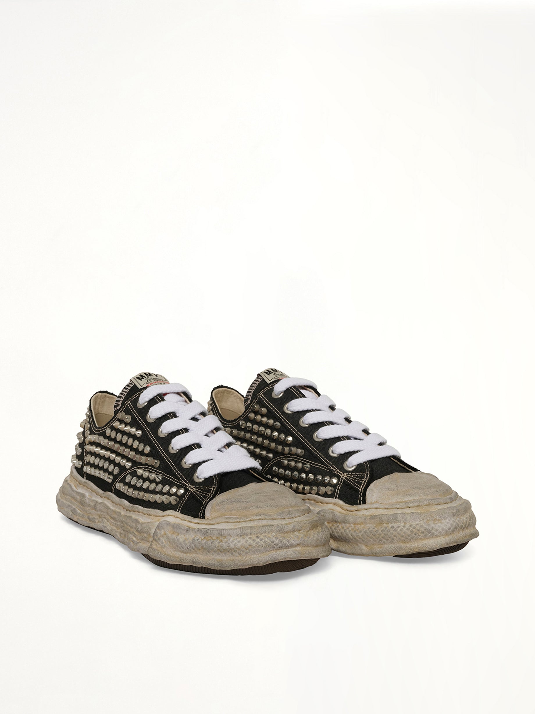 MAISON MIHARA YASUHIRO Exclusive Peterson 23 OG Studded Sneaker in Black/White Front View from MARAIS