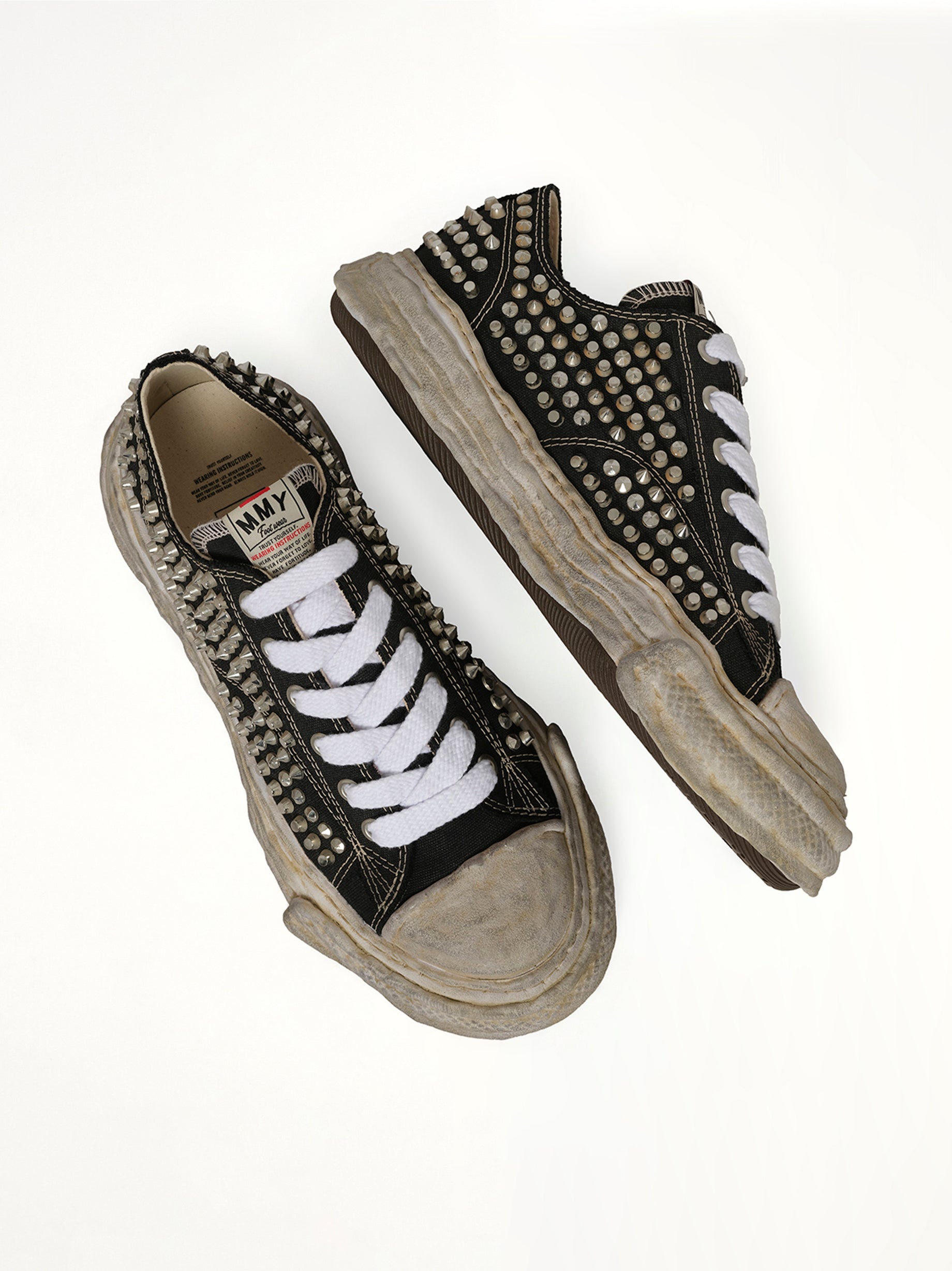MAISON MIHARA YASUHIRO Exclusive Peterson 23 OG Studded Sneaker in Black/White Top View from MARAIS