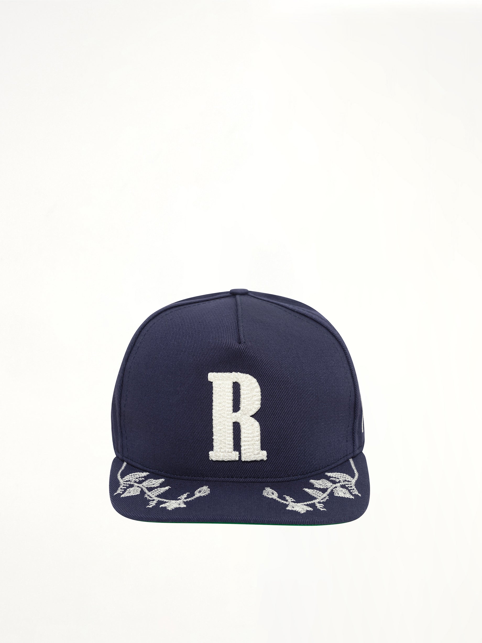 RHUDE Grapevine R-Crown Fitted Hat in Navy/White Front View from MARAIS