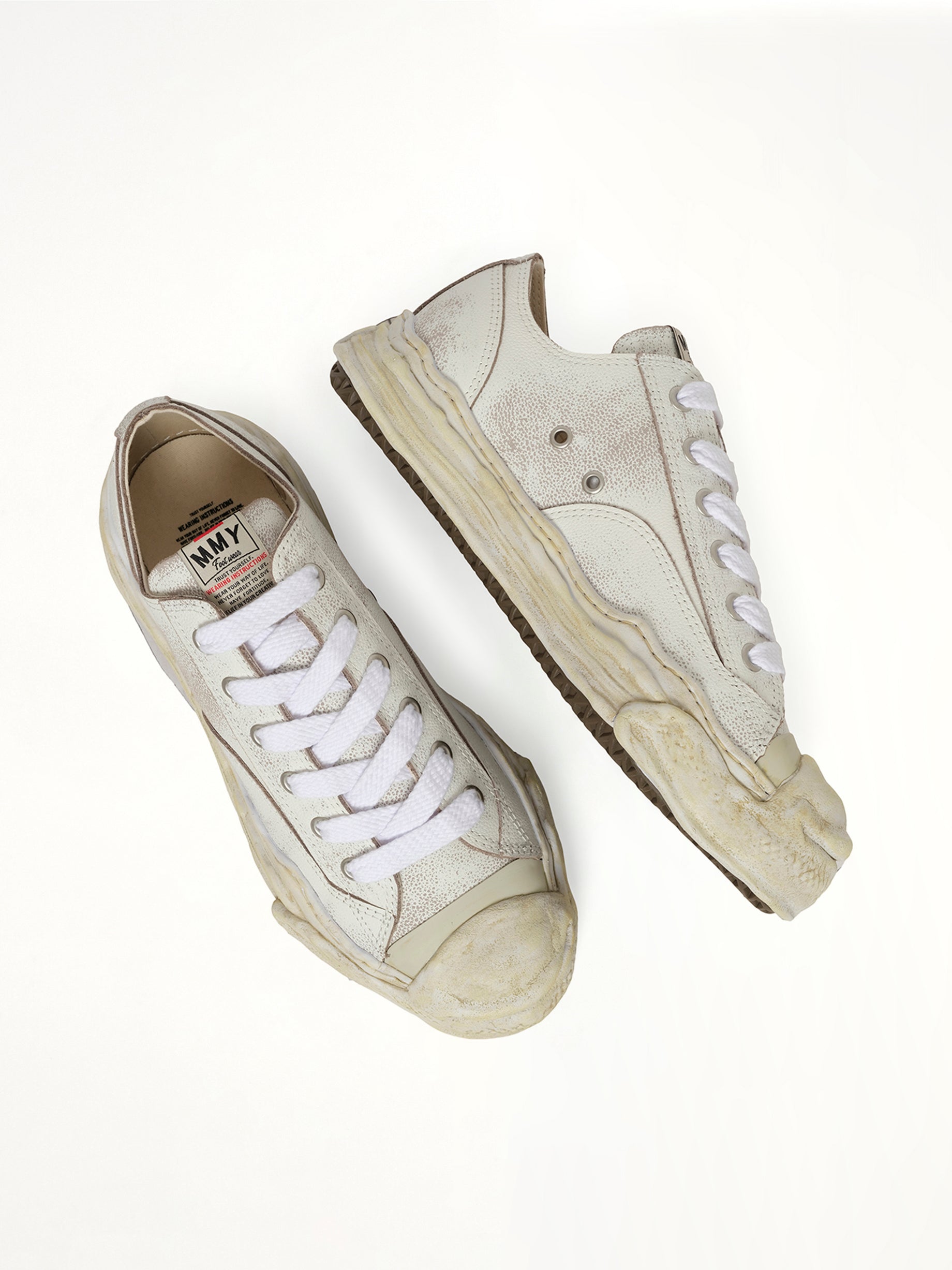 MAISON MIHARA YASUHIRO Hank OG Shrink Leather Sneaker in White Top View from MARAIS