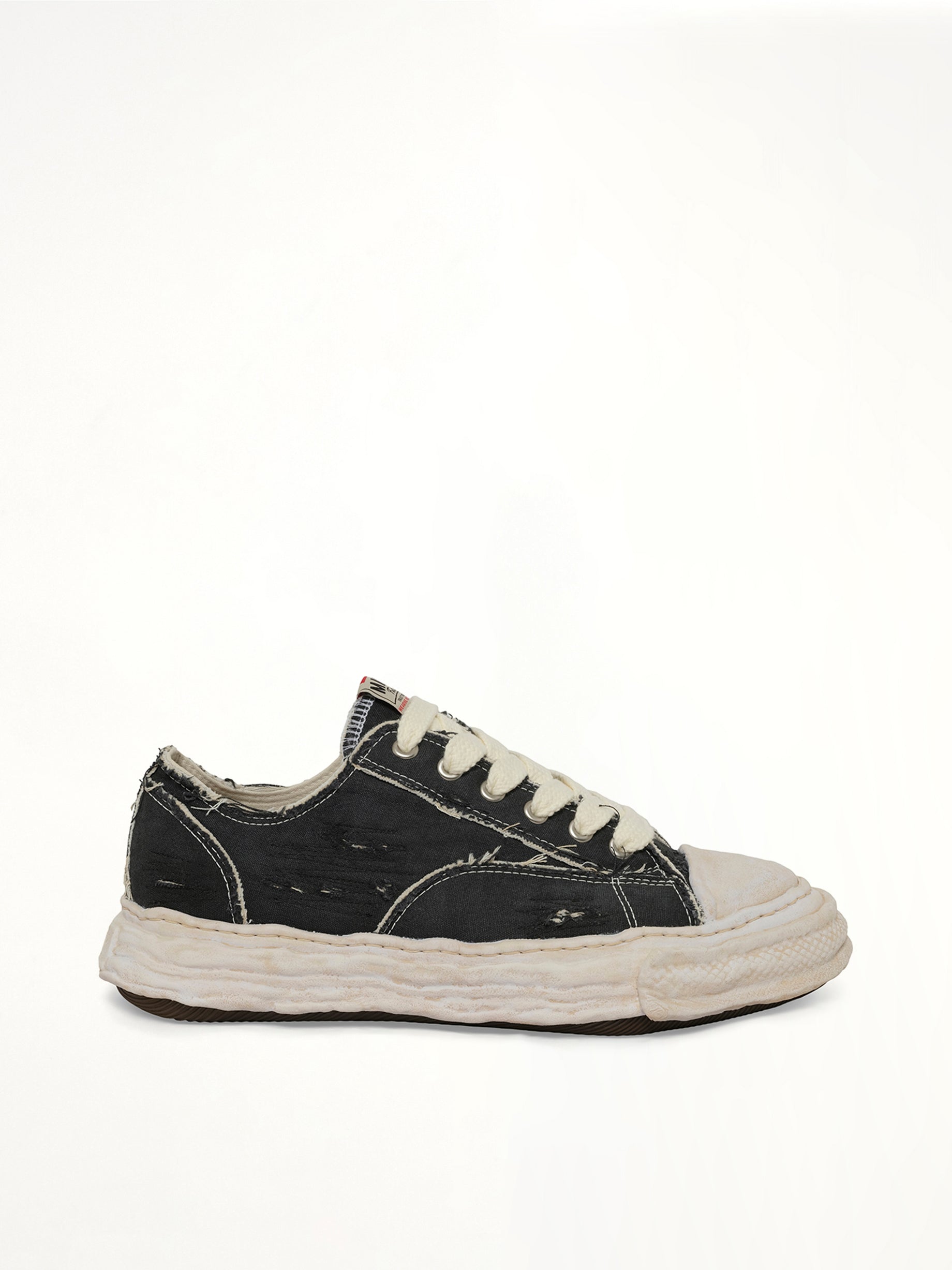 MAISON MIHARA YASUHIRO Peterson 23 OG Ripping & Dyeing Sneaker in Black Side View from MARAIS