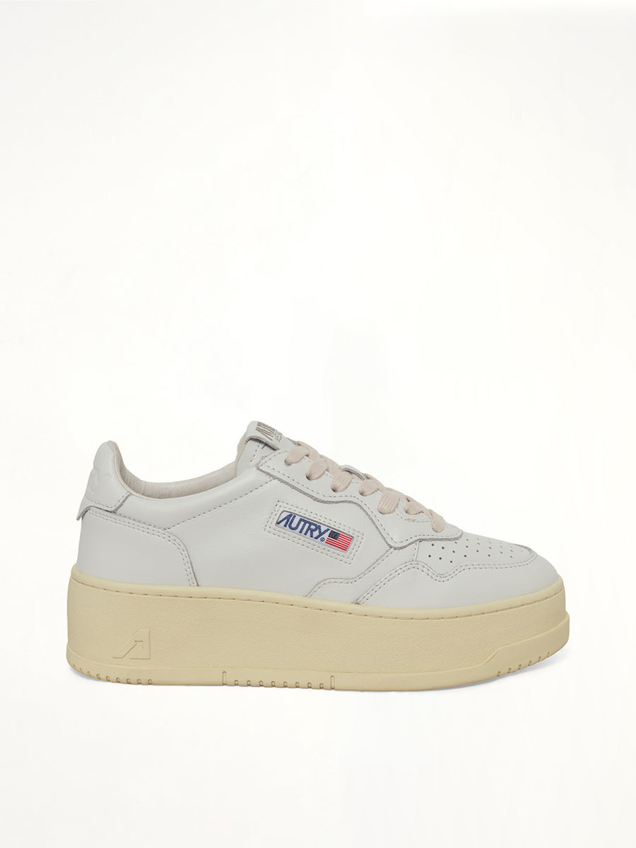 Platform Low Sneaker in White/White