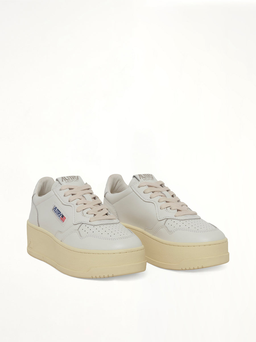 Platform Low Sneaker in White/White
