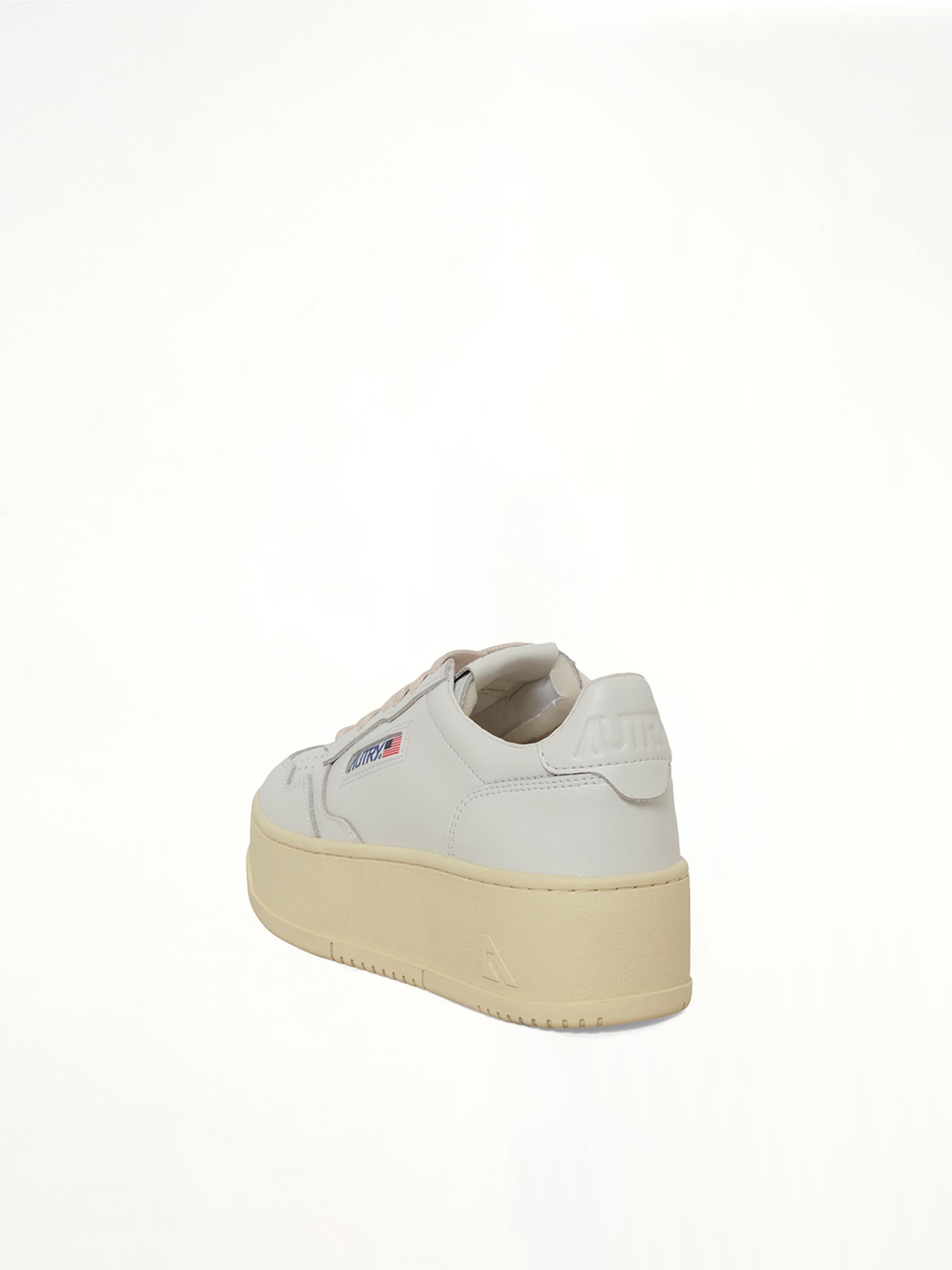 AUTRY Platform Low Sneaker in White/White Back View from MARAIS