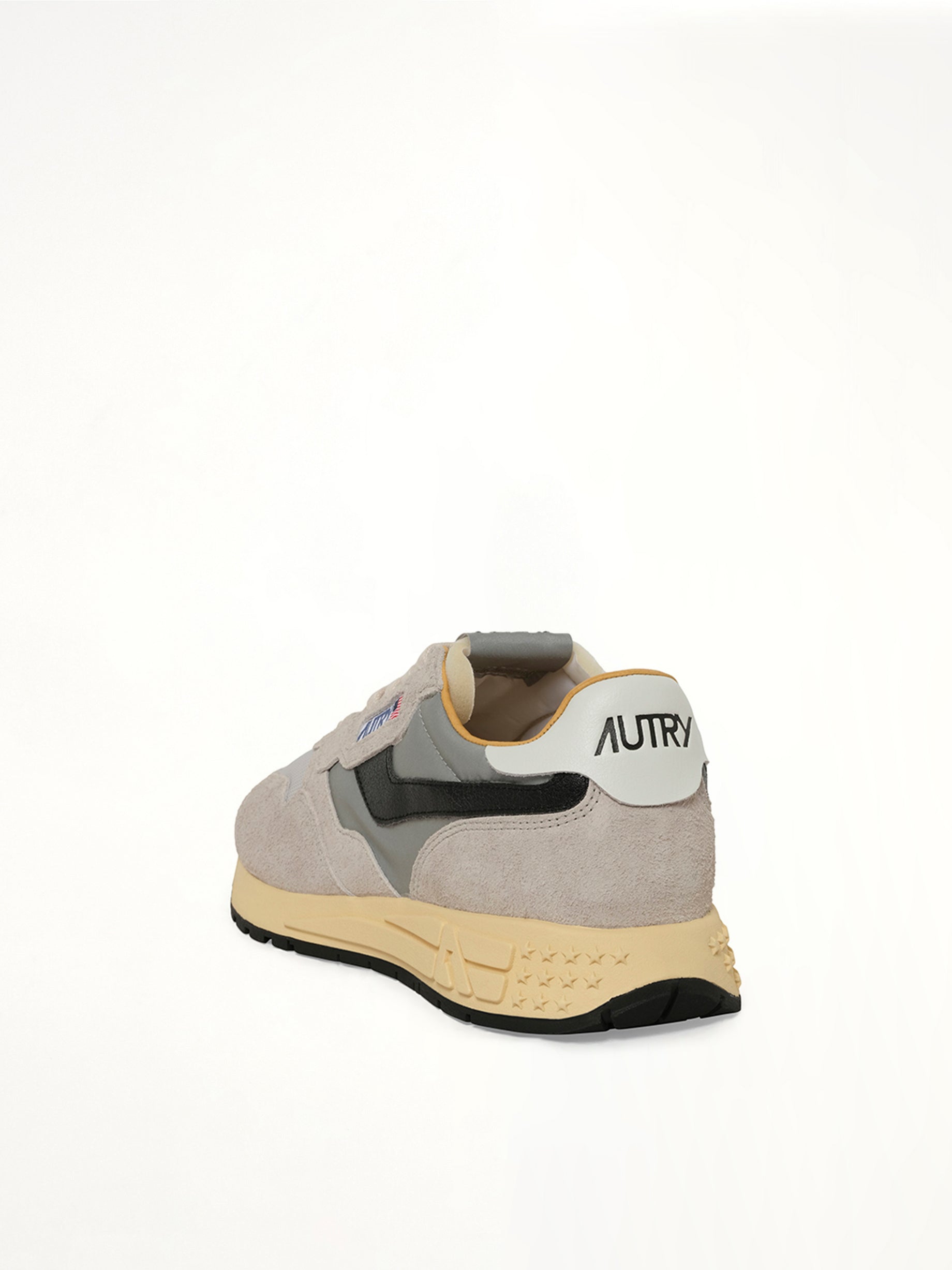 AUTRY Reelwind Low Top Sneaker in Grey/Silver Back View from MARAIS
