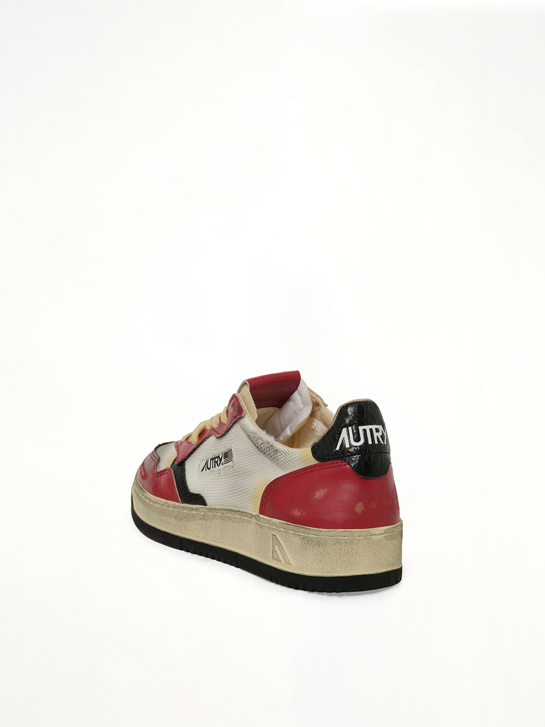 AUTRY Super Vintage Sneaker in White/Red Back View from MARAIS
