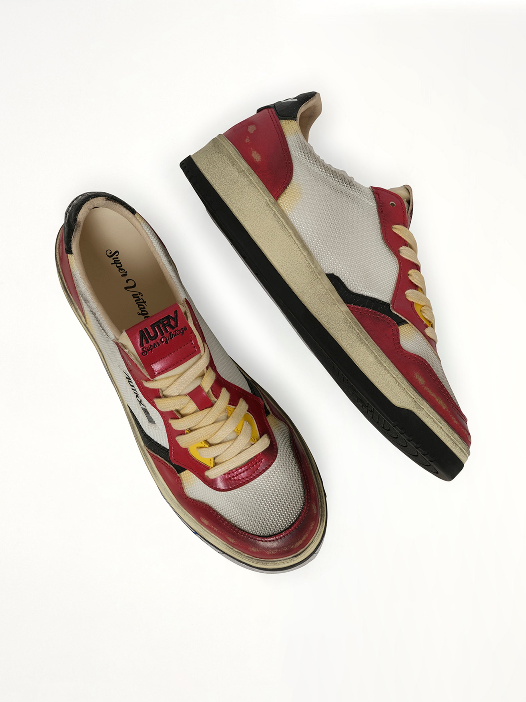 AUTRY Super Vintage Sneaker in White/Red Top View from MARAIS