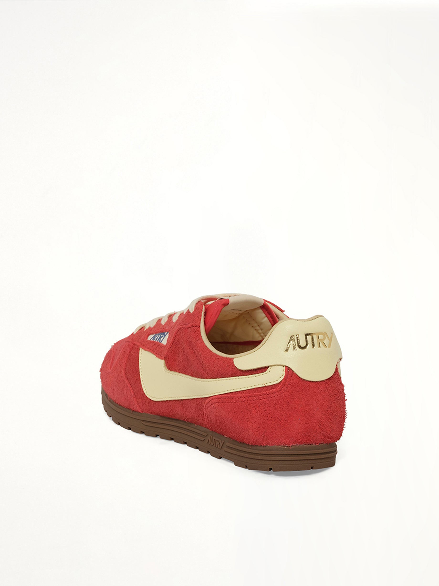 AUTRY Windspin Low Sneaker in Red/Rutabaga Back View from MARAIS