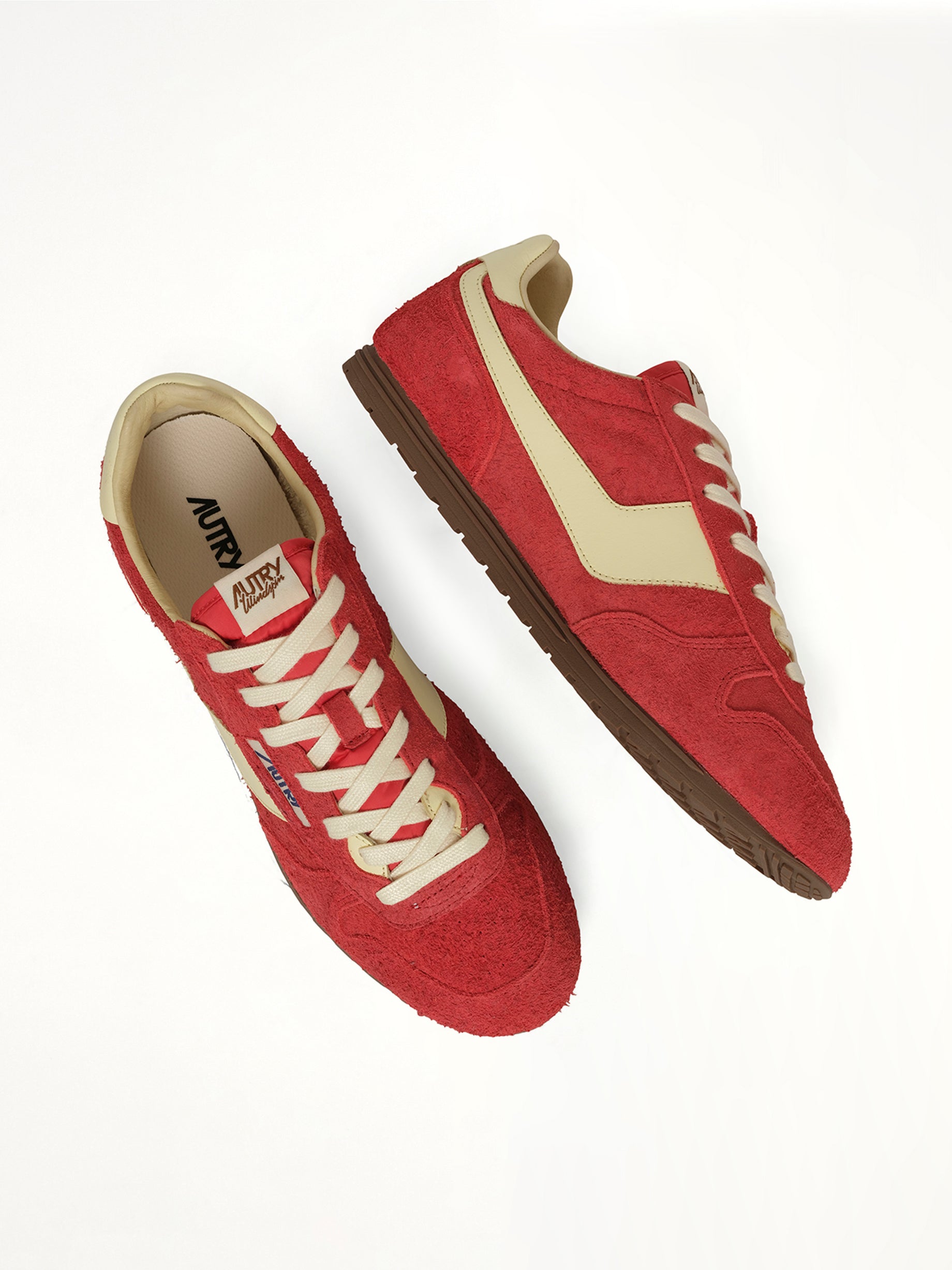 AUTRY Windspin Low Sneaker in Red/Rutabaga Top View from MARAIS